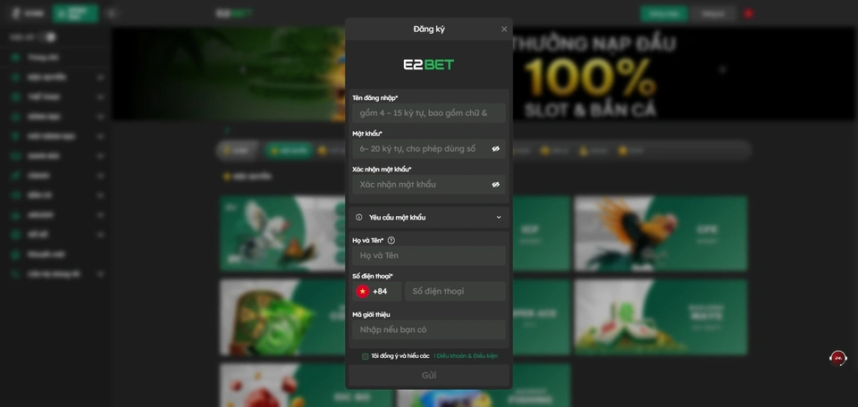 Đăng ký tài khoản tại E2bet dễ dàng chi vài bước đơn giản
